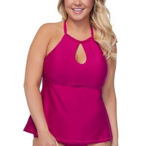 1508 Raisins Curve Rosalie keyhole halter Tankini PINK sz 14W new